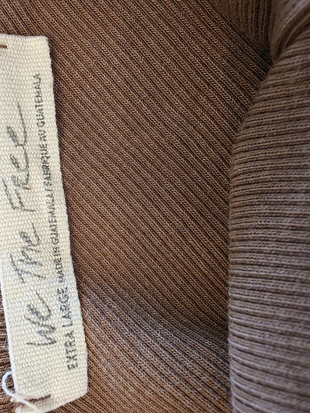 Free People We The Free Brown Ribbed Low Back Long Sleeve Top Boho Size Xl - Picture 3 of 6